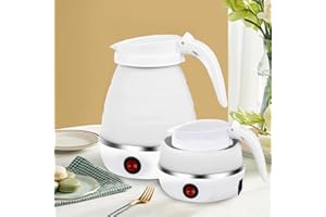 HOMRIA-APPLIANCE Electric kettle portable folding kettle mini folding electric kettle 600ML suitable for home travel and camping (White)