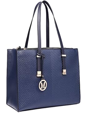 Miss LuLu Handtasche Damen Aktentasche Henkeltasche Unitasche Schultertasche Tote Bag Retro Elegant Groß