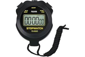 PULIVIA Cronómetro Deportivo con Botón de Encendido y Apagado Silencioso, Sin Calendario para un Funcionamiento Sencillo, Cronómetro Digital para Entrenamiento de Niños y Entrenadores, Negro