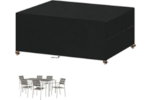 VANSHEIM Funda Muebles Jardín Impermeable Funda para Muebles de Jardin Exterior Funda para Mesa Jardin Exterior 420D Oxford Tela Protector Muebles Jardin Cubierta Mesa y Sillas Jardin 140x70x70cm