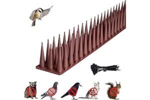 Wivico Upgraded Bird Spikes for Pigeons 67In（16.93In x 4pcs）Anti Cat Spikes For Fence Tops Anti Climb Spikes Seagull Deterrent Fence Spikes For Cats Anti Pigeon Spikes/Brown