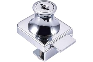 CAILIYA Serratura a cilindro per mobili, serratura a vite, serratura simultanea, vetrina in vetro in lega di zinco, serratura in vetro con 2 chiavi