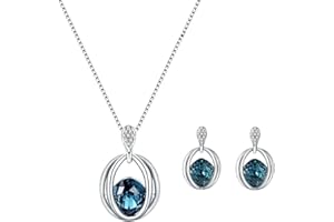 FDEETY Jewellery Sets Crystal Diamonds Pendant Necklace Earring Set Bridal Wedding Bridesmaid Jewellery Set for Women Girls