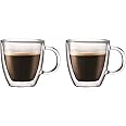Bodum 10602-10 BISTRO Espresso Mugs Set (Double-Walled, Dishwasher Safe, 0.15 L/5 oz) - Pack of 2, Transparent