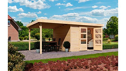 KARIBU Gartenhaus Arnis 6, BxT: 302 x 306 cm, mit Schleppdach (ca. 220 cm breit) Natur
