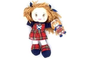 ELGATE SCOTTISH SOUVENIR Elgate Cute Scottish Small Rag Doll With Tartan Dress Long Red Hair In Bunches and Hoop For Hanging In Car etc.