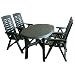 Produktbild 5tlg. Gartengarnitur Terrassenmöbel Gartenmöbel Set Gartentisch oval 136x86cm + 4x Gartenstuhl Klappstuhl 5 Positionen verstellbar klappbar - Kunststoff Grün Terrassengarnitur Sitzgruppe Sitzgarnitur
