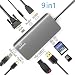 Produktbild MooSoo USB C Adapter Hub, Ethernet Port VGA mit Audioausgang, HDMI, 2 USB 3.0 Ports, 1 SD Karten 1 TF-Kartenleser Aluminium 9-in-1-Typ C Adapter für MacBook Pro, Chromebook,MateBook, Samsung S8 usw