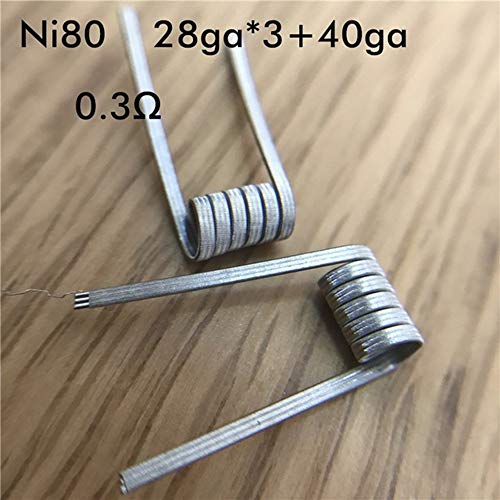 10PCS Pre-Made Ni80 SS316L Kanthal A1 Framed Staple Alien Fused Clapton Heating Coil Wires for RDA RTA RBA Vape Tank (M02 0.3ohm)