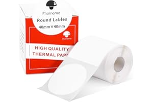 Étiquette Phomemo M110 M120 M200 M220 M221- Étiquettes pour imprimante thermique, 40x40 mm (1,57"x1,57"), rond blanc