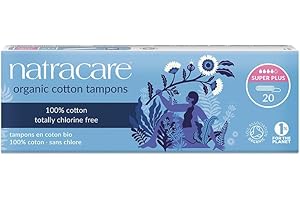 (2 Pack) Natracare Organic Cotton Tampons Super Plus, Non-Applicator | 2 x 20 Count (40 Tampons)