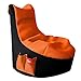 Produktbild GAMEWAREZ Fire Kinder Sitzsack, MADE IN GERMANY. für PS4, XBOX360, XboxOne, Nintendo DS, Nintendo Switch, Smartphone, schwarz mit oranger Sitzfläche und Tasche