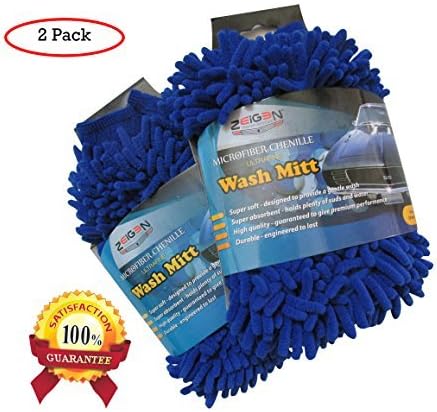 Zeigen Ultrafine Chenille Microfibre Car Wash Mitt(Pack of 2)