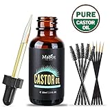 Organic Castor Oil, Eyelash & Eyebrow Growth Serum, Boost Growth For Eyelashes, Hair, Eyebrows with 5 Sets of Eyelash and Eyebrow Brushes, 1 Oz (30ml)