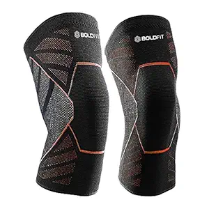 Boldfit Knee Support Cap Brace/Sleeves Pair For Sports, Pain Relief, Knee Compression Support, Exercise, Running, Cycling, Workout, Knee Cap Guard Brace Knee Support For Men And Women (1 Pair) (Small)