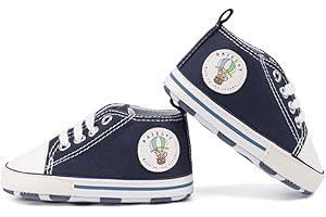 BAIELEY WALK IN THE CLOUDS Baby Boys Girls Infant Canvas Sneakers High Top Lace up Newborn First Walkers Cribster Shoe