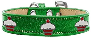 Mirage Pet Products 633-27 EG10 Red Cupcake Widget Ice Cream Dog Collar, Size 10, Emerald Green