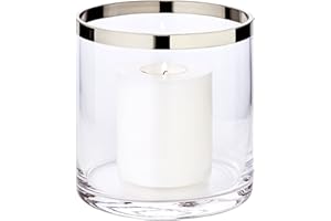 EDZARD torcia a vento Molly, cristallo in vetro soffiato a bocca con bordo in platino, altezza 15 cm, diametro 15 cm