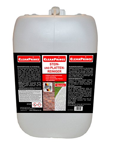 Preisvergleich Produktbild 2 Liter CleanPrince Steinplattenreiniger STEIN- UND PLATTENREINIGER im Kanister, für Terrassenplatten Gehwege Außenreiniger Steinreiniger Plattenreiniger Reiniger Steinreinigung auf Aktivchlorbasis Mauern Fassaden Beton Steinreiniger Plattenreiniger Betonwerksteine reinigen mit Aktivchlor, extra starke Reinigungsleistung, Entfernen von Grünbelag, Anti, Ex, Grünspan, säurefrei, alkalisch