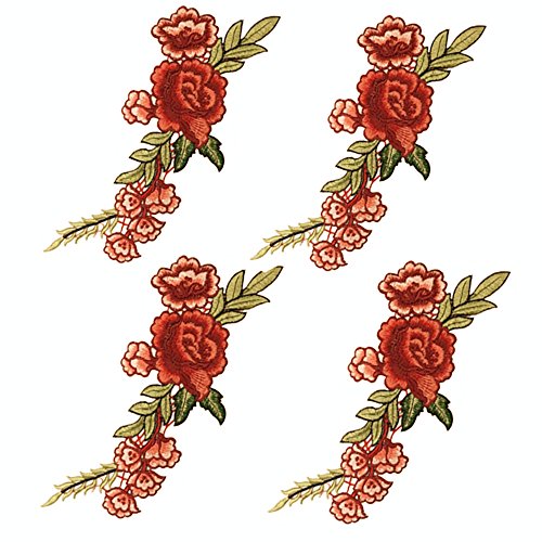 2 Stk Stickerei Rose Blume Stickerei Spitze Nähen Bügeln auf Patches Tasche Hut Jeans Kleid Applique Fertigkeit - 8
