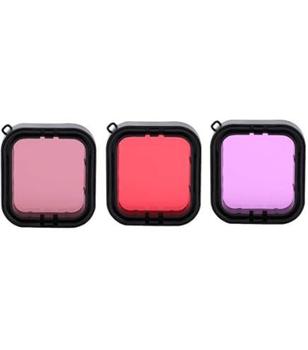 Filtre De Plongée Tricolore FitStill - Compatible Boîtier Étanche Noir GoPro Hero 13/12/11/10/9 (Rose, Rouge, Violet) Avec Corde De Sécurité