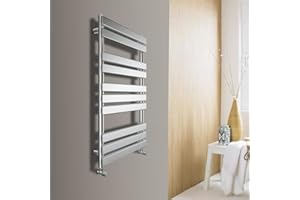 Warmehaus Flat Panel Heated Towel Rail Bathroom Ladder Radiator Rad Central Heating Chrome 1000 x 450mm