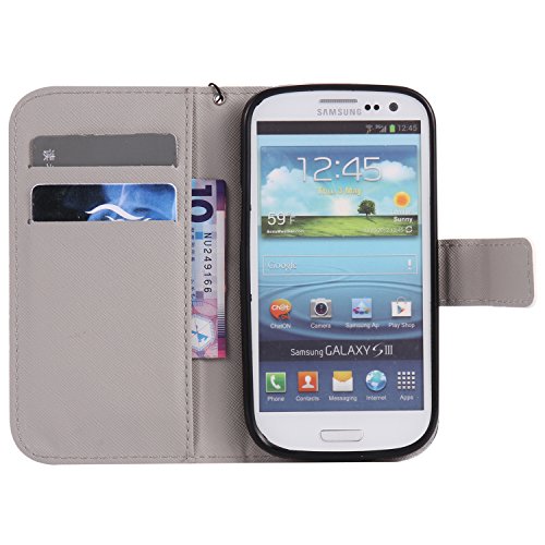 Feeltech Samsung Galaxy S3/9300 Hülle PU-Leder und Brieftasche Bunte Muster Fall mit Magnetverschluss, Hybrid-Kickstand mit Stand-Funktion, schlagen Sie schützende weiche TPU Stoßstangenabdeckung und Kreditkartenhalter für Samsung Galaxy S3/9300 Handgelenk Bügel-Buch-Art-Geldbeutel-Tasche mit 2 In 1 Berühren Sie Stift – White leopard - 5