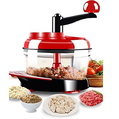 Tobaling Hachoir Manuel Legume Viandes Fruits Petit Mixeur Multifonctions à Main avec 4 Vitesses de Fonctionnement : Rapide, Moyenne et Lente 2L avec une Lame de Mélangeur Sans BPA