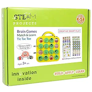 ButterflyEduFields Memory Skills Matching Game Brain Teasers for Kids 3 4 5 Years Boys Girls | Multicolour 2in1 Board - Mind Games & Tic Tac Toe | Preschool Learning kit