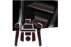 SHAOHAO für V W Up/SEAT MII/Skoda Citigo 2013-2022 2023 Gummimatten, Mittelkonsole Antirutschmatten, Getränkehaltermatt, Türschlitzmatte Aufbewahrungsbox Rutschfestermatte（Rot）