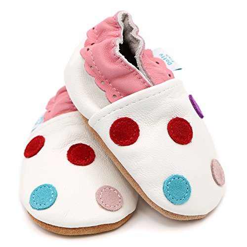 Weiche Baby und Kleinkind Lederschuhe – Dotty Fish – Mädchen – Punkte-Design - 3