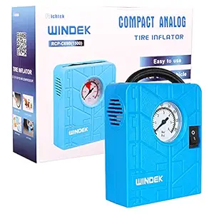 WINDEK 1500 Tyre Inflator with Compact Design, Inbuilt Gauge Fast Inflation Air Pump for All Car, Heavy Duty Vehicle & Bike with LED Light (Blue), Universal