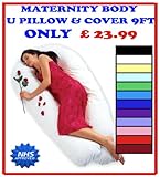 9FT COMFORT/MATERNITY / PREGNANCY BODY U PILLOW WITH CASE (VARIOUS COLOURS AVAILABLE) (WHITE)