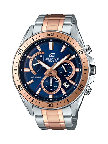 CASIO EDIFICE Men's Quartz Watch with Blue Dial Analogue Display and Silver Stainless Steel Bracelet EFR-552SG-2AVUEF