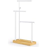 Sriwatana Jewellery Stand Wooden Jewellery Holder Chain Holder Natural Wood Jewellery Tree Jewellery Storage Rotating 51 cm 3 Bars for Necklaces Earrings Rings Watches and Bracelets