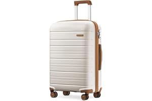 KONO XL Koffer Groß Hartschale Trolley Hartschalenkoffer 76cm mit TSA Schloss und 4 Rollen, Polypropylen Rollkoffer, 76x49x30cm, 100 Liter (Creme Weiß, XL/100L)