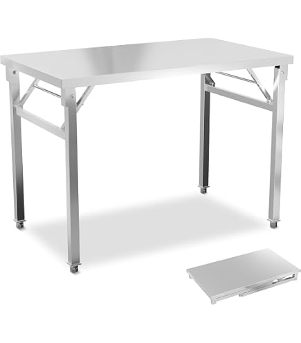 Froadp Arbeitstisch Edelstahl 85x61x46cm – Mit Rollen Und Ablage, Traglast 300kg, Für Küche & Werkstatt (Größe S)