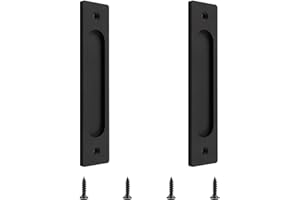 MOROBOR Lot de 2 poignées de porte coulissante rectangulaires encastrées en alliage d'aluminium avec vis de montage pour porte coulissante Noir mat