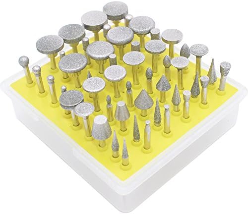 Cnmade Jewelry Tool 50-piece Assorted Diamond Burr Coated Rotary Burrs Grinding Wheel Kit Drill Bits Grinder Head Grit 120