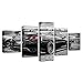 Produktbild YANGMAN Canvas Wall Art 5 Stück Nissan Skyline GTR R35 Black Drift Car Wall Poster Art Picture Print Fashion Poster for Living Room Home Decoration Poster,A,40x60*2+40x80*2+40x100*1