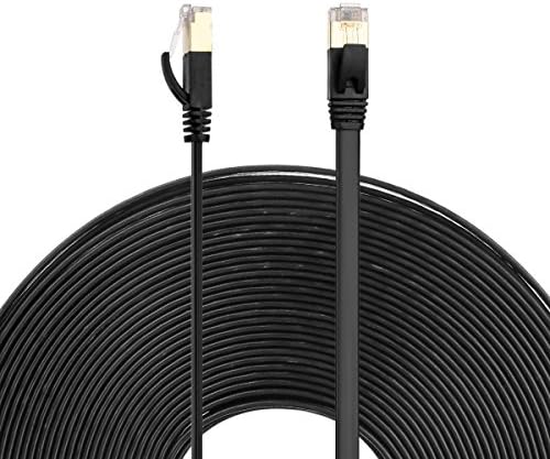 Emmaky Ethernet Cable,CAT7 LAN Network Cable RJ45 Patch Cord STP Gigabit 10/100/1000Mbit/s with Gold Plated Lead for Switch/ Router/ Modem/ Patch Panel 10m/33ft,Black