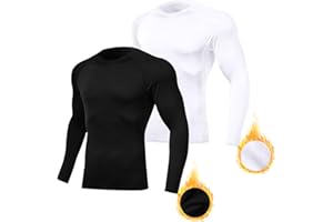 Towintec Camiseta Compresion Hombre Deportes Capa Base Layer Capa Interior de Invierno con Forro Polar Transpirable Secado Rápido T-Shirt Atlético Top térmico Correr Esquí Senderismo Manga Larga