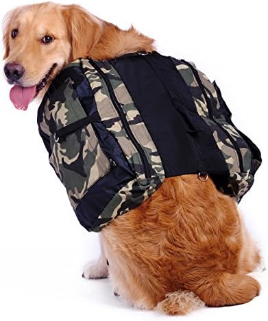 Hubulk Dog Backpack Adjustable Saddlebag Style Dog Accessory Harness Bag for Medium and Large dogs Outdoor Hiking Camping Training - Free Water Bowl Include (L)