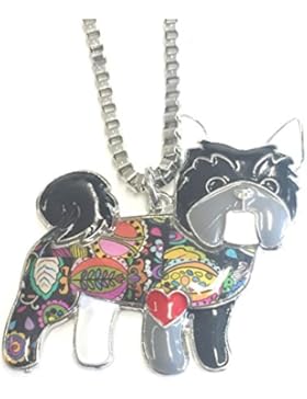 Emaillierter Anhänger Bulldogge Mops mit Panzerkette Halskette mit Anhänger