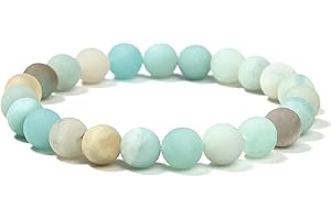 Landorilo Bracelet Femme Pierre Naturelle Lithotherapie Fait Main de 8 mm, Bracelets Élastique de Yoga en Pierres Semi Précieuse, Cadeaux de Bijoux Créatifs