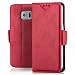 Produktbild Samsung Galaxy S6 Edge Tasche Hülle Flip Case Schutzhülle [SAXONIA®] Handytasche mit Kartenfach und Magnetverschluss Rot