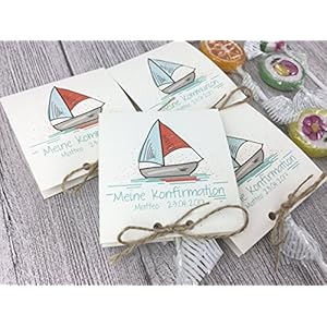 Gastgeschenk zur Kommunion, Konfirmation Personalisiert inkl. Lollies Boot
