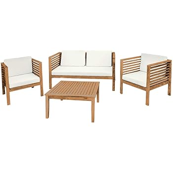 Amazon De Kingpower Holz Gartenmobel Sitzmobel Sitzgruppe Sitzgarnitur Gartenset Tisch 1 Bank 2 Sessel Akazie Massivholz Garten Terrasse Braun