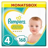 Pampers Premium Protection Gr. 4 (Maxi), 8-16 kg Monatsbox, 168 Windeln