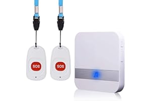 ALEENFOON Haus Wireless Mobiler Alarm Notruf Knopf Plug-in-Version Hausnotruf Panikalarm Funkalarm für Pflegebedürftige Geduldig Älterer Mann (2 zu 1 weiß)